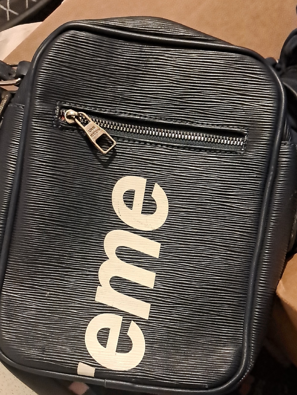 Louis Vuitton Black Crossbody Belt Bag with White Logo